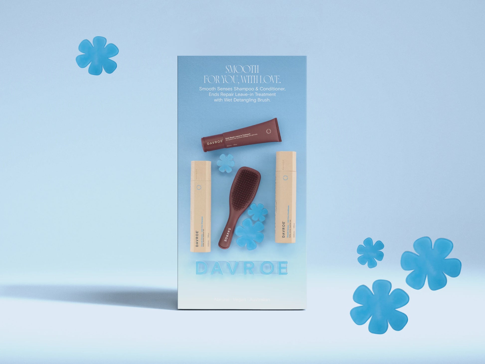 Davroe Smooth Senses Συσκευασία δώρου - Set shampoo, conditioner, θεραπεία και βούρτσα | HAIRMONY